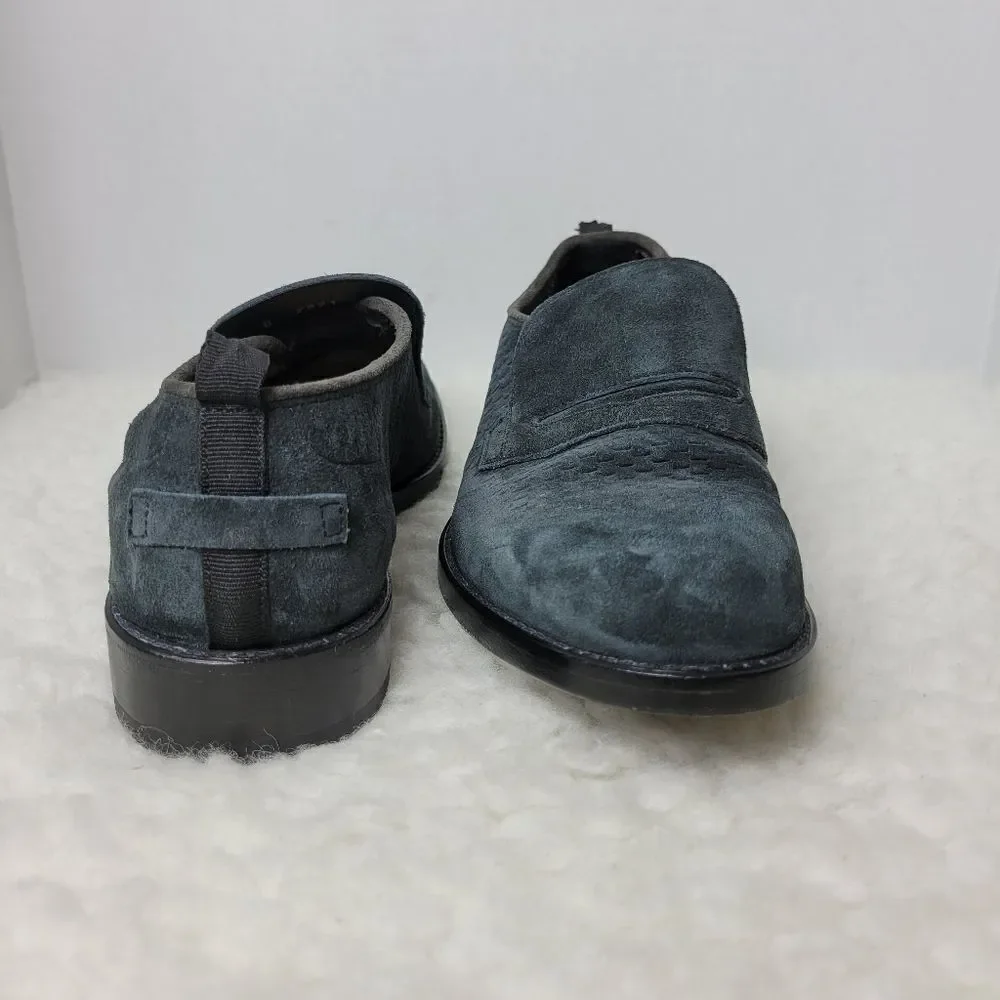 Barracuda Men's Size 7 Slip On  Blue  Peforaded Suede Penny Loafer Casual Shoes